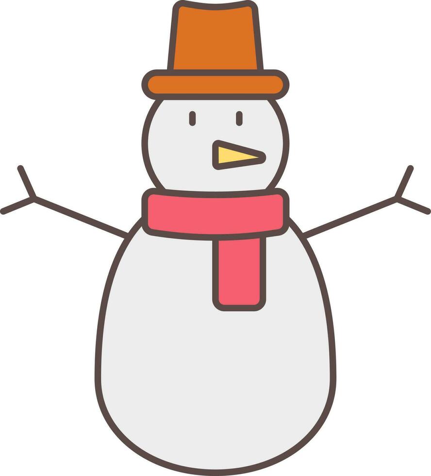 Colorful Snowman Icon In Flat Style. vector