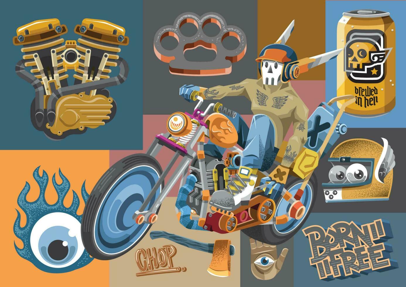 CHOPPER ROBOTIC BIKER vector