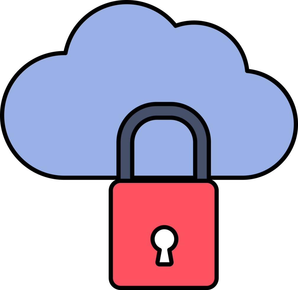 ilustración de nube seguridad icono en azul y rojo color. vector