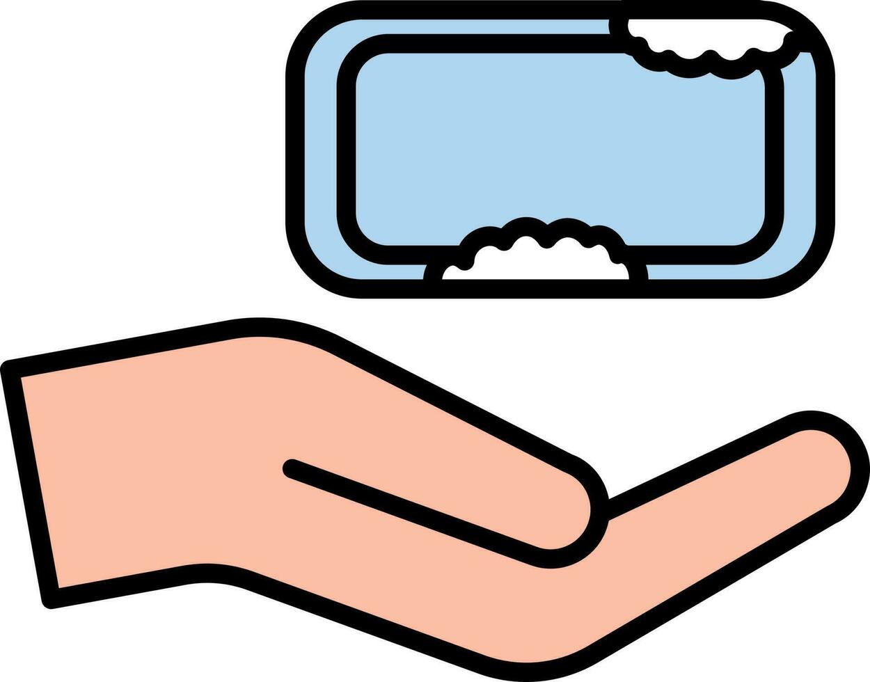 Illustration Of Hand With Soap Icon. vector