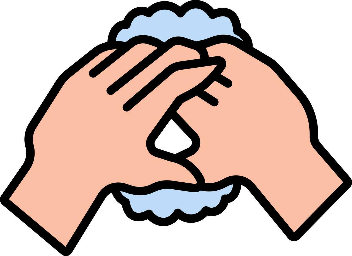 Hand Washing Icon In Blue And Peach Color. vector