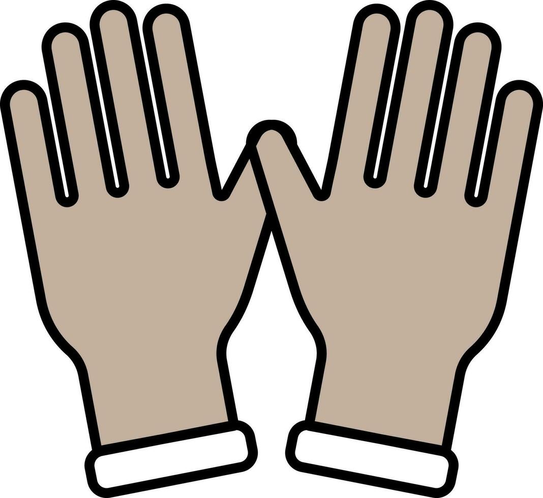 gris guantes icono en plano estilo. vector