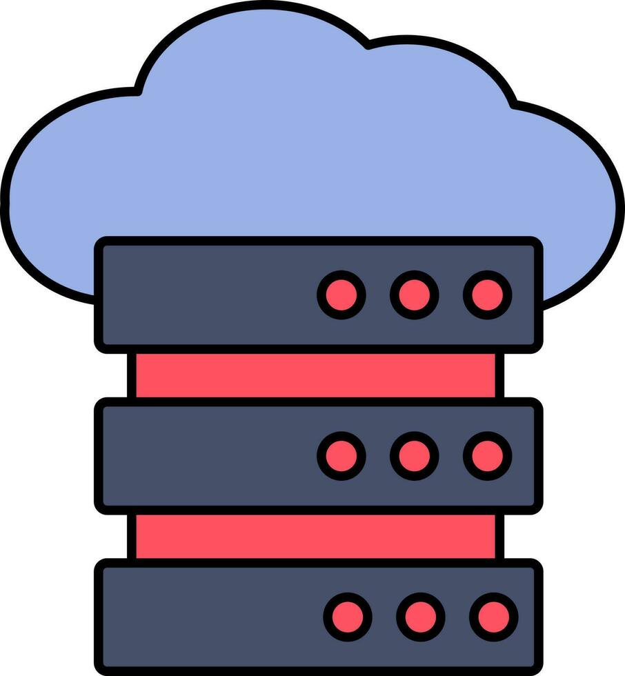 Blue And Red Cloud Server Icon Or Symbol. vector