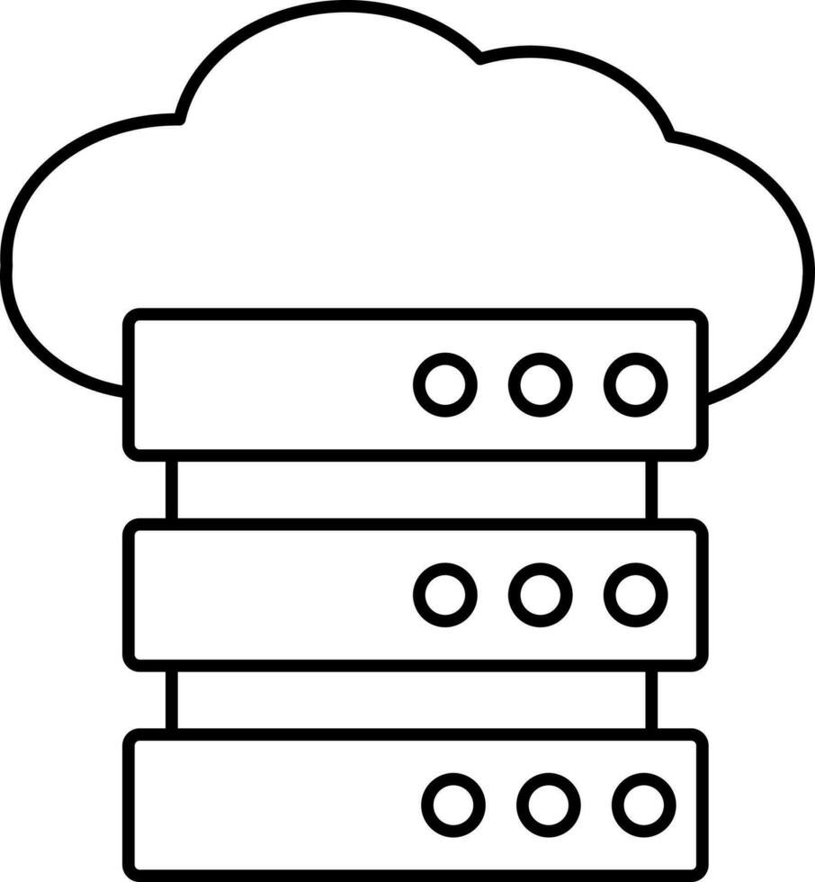 Black Outline Cloud Server Icon Or Symbol. vector