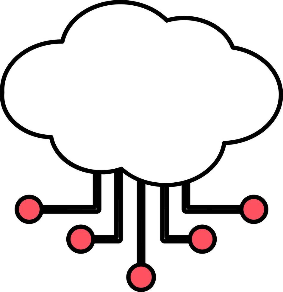 blanco y rojo nube informática icono o símbolo. vector