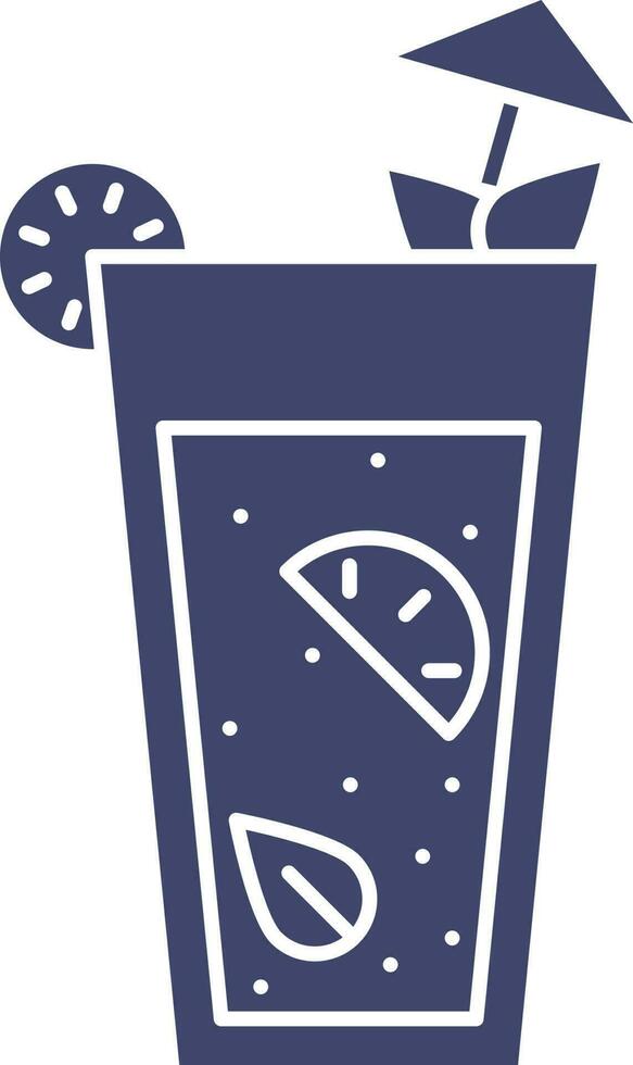 Illustration of lemonade Drink Glass With Umbrella Icon in Blue Color. vector