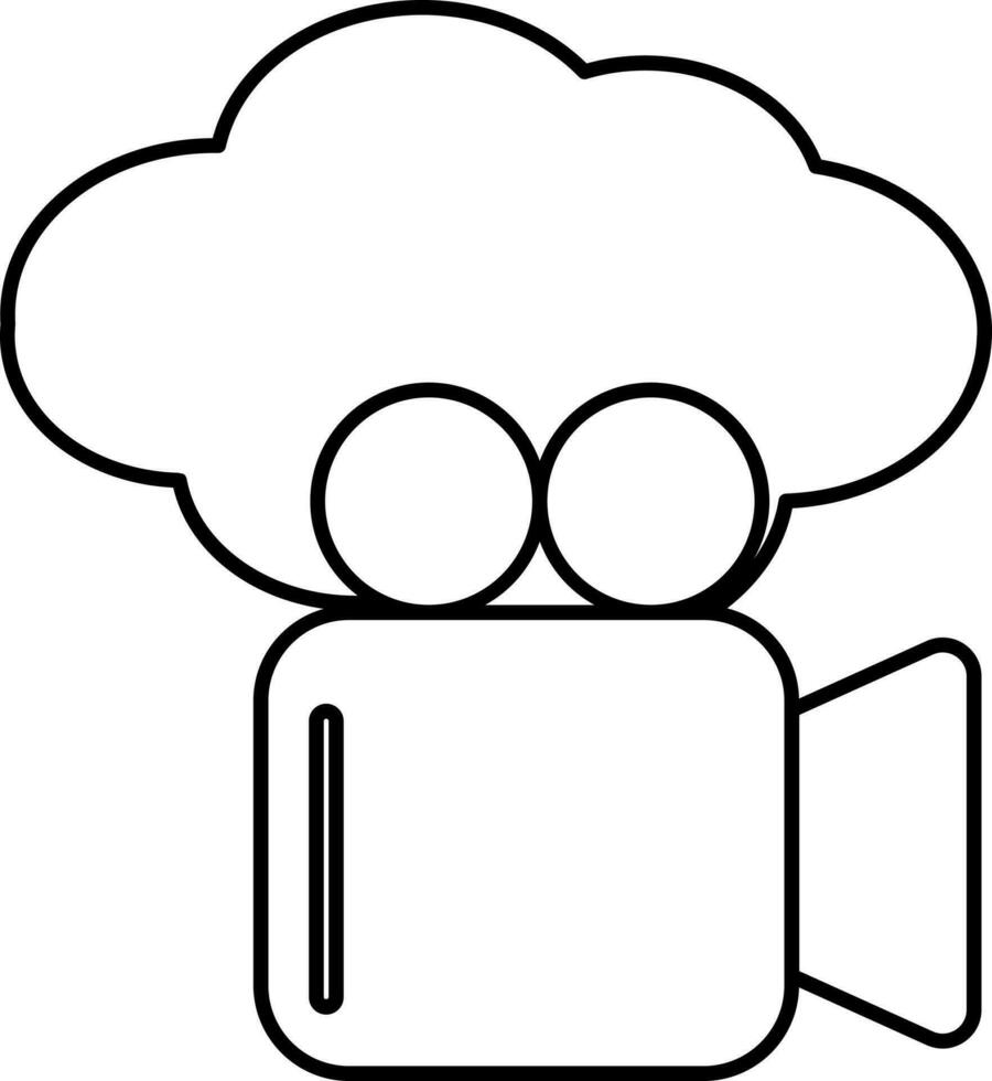 Cloud With Video Camera Icon In Linear Style. vector