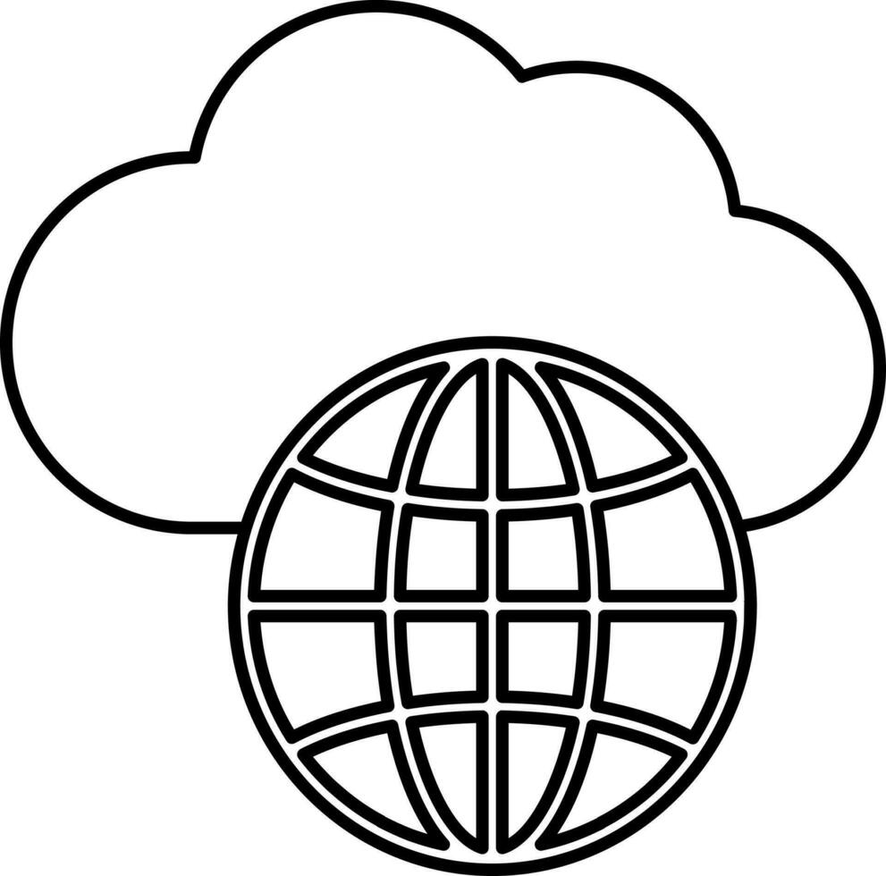 Global Cloud Icon Or Symbol In Line Art. vector