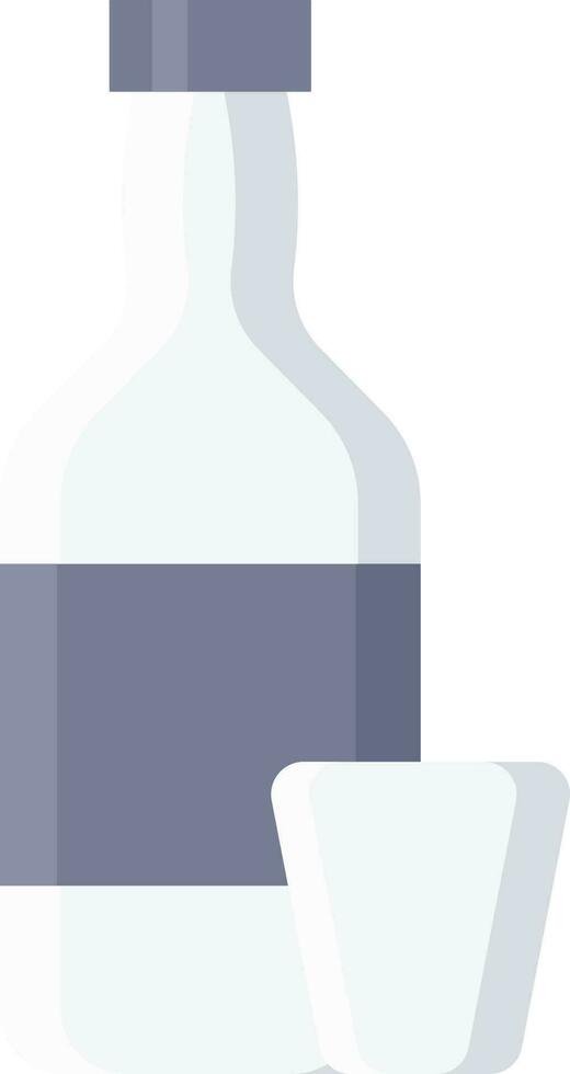 Illustration of Blue Color Bottle With Glass Icon in Flat Style. vector