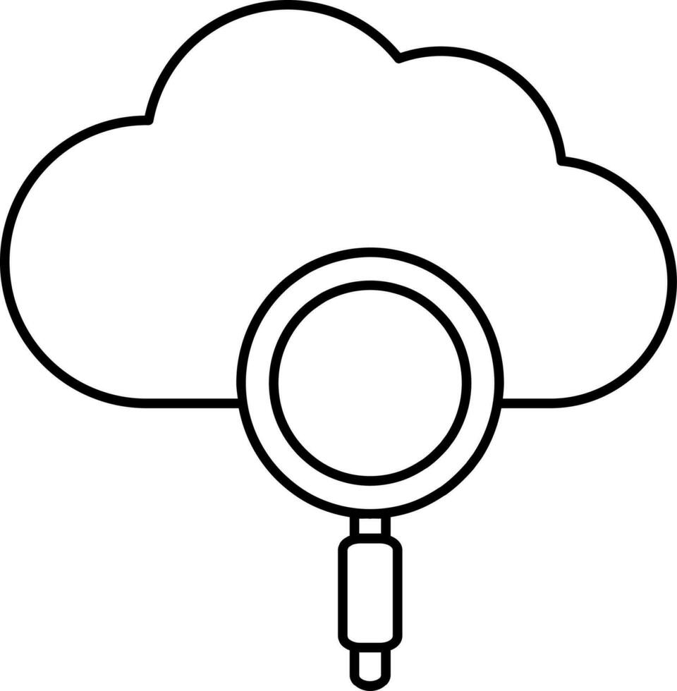 Stroke Style Cloud Searching Icon Or Symbol. vector