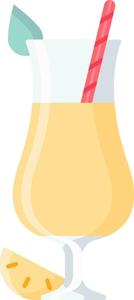 Illustration of Yellow Color Drink Glass With Straw Icon. vector
