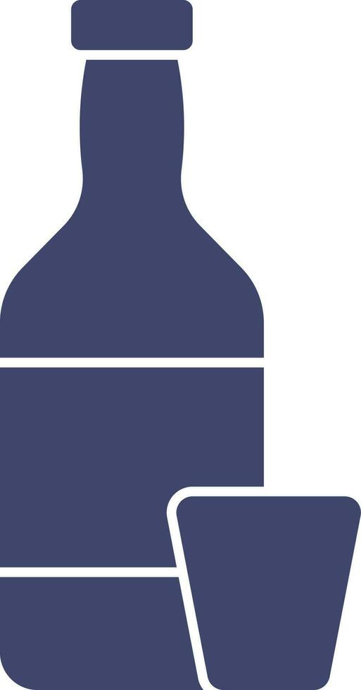Illustration of Blue Color Bottle With Glass Icon in Flat Style. vector