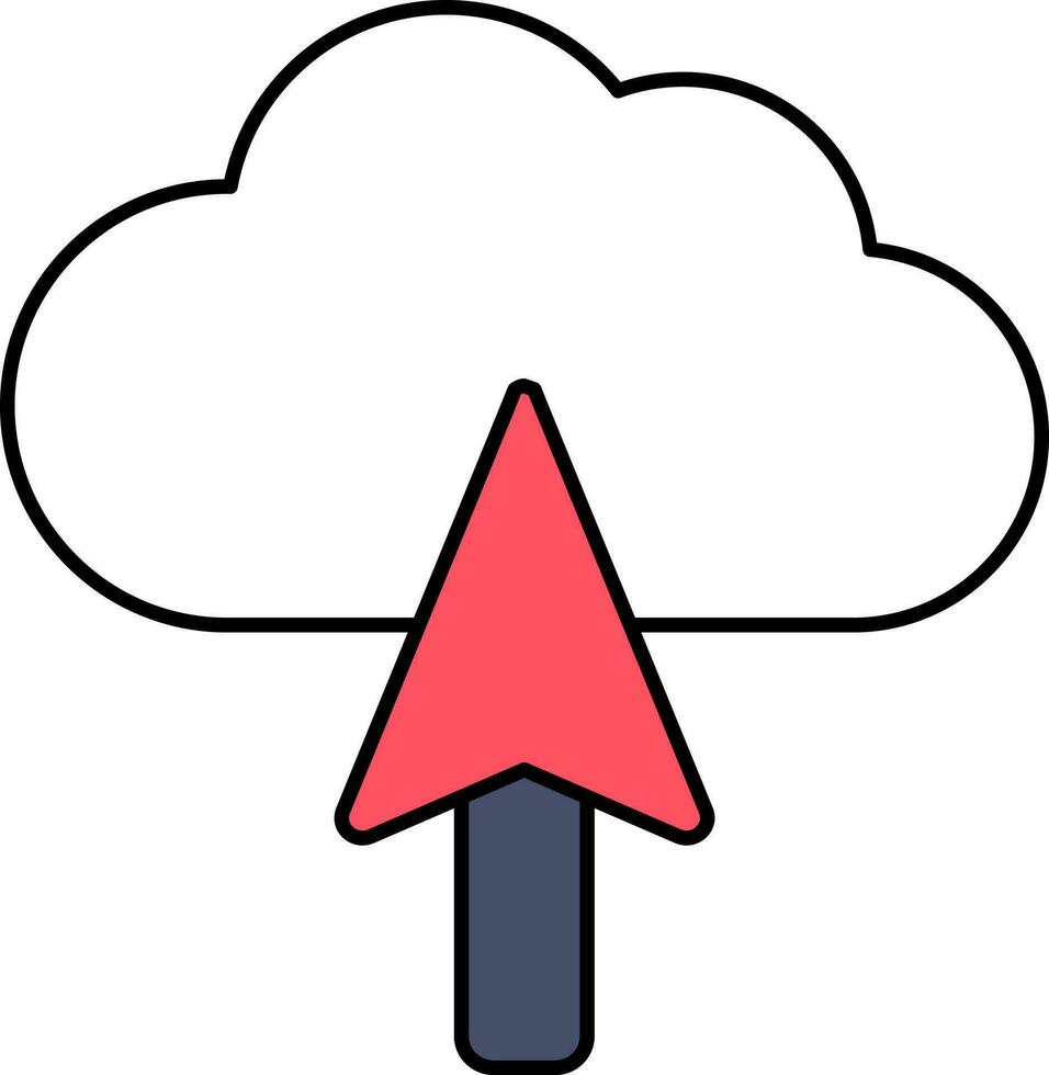 Isolated Upload To Cloud Icon In White And Red Color. vector