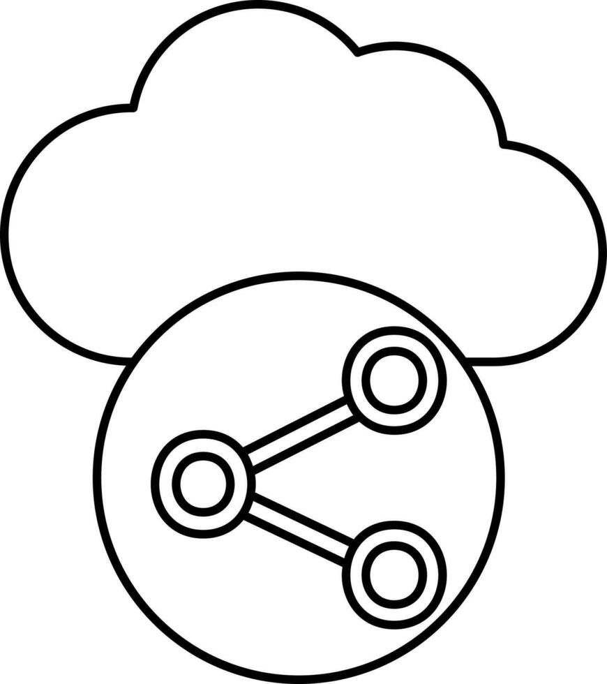 Linear Style Cloud Share Icon Or Symbol. vector