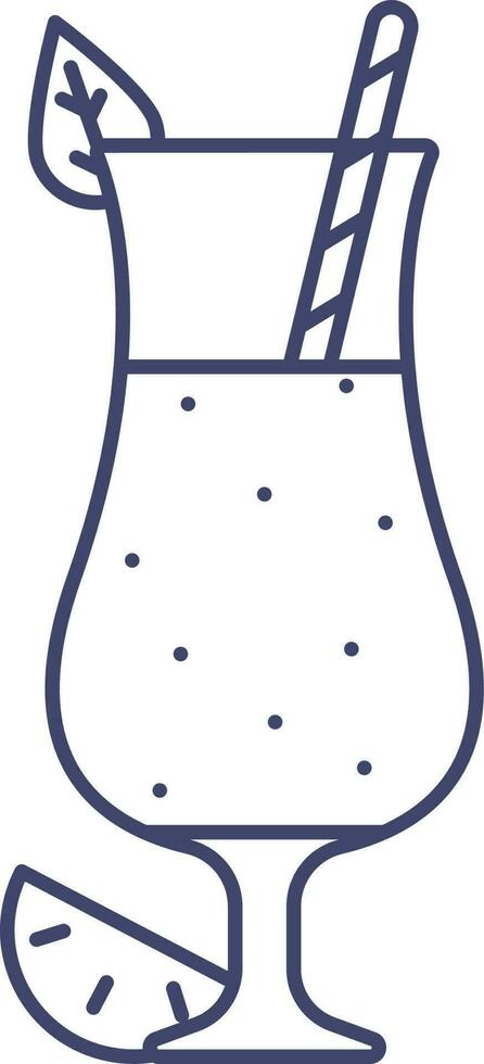 Illustration of Cocktail Glass With Straw Icon in Thin Line Art. vector