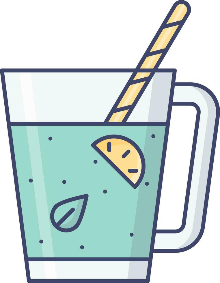 ilustración de vistoso limonada cóctel icono en plano estilo. vector