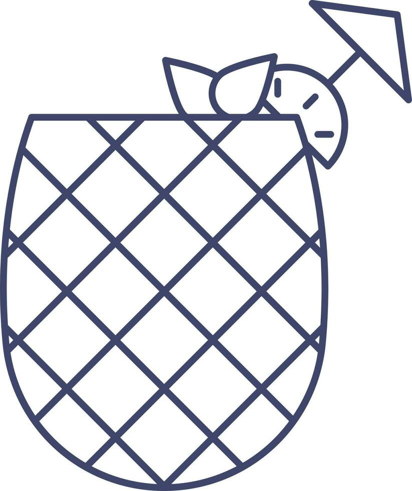 Vector Pineapple Juice Icon in thin Line Art.