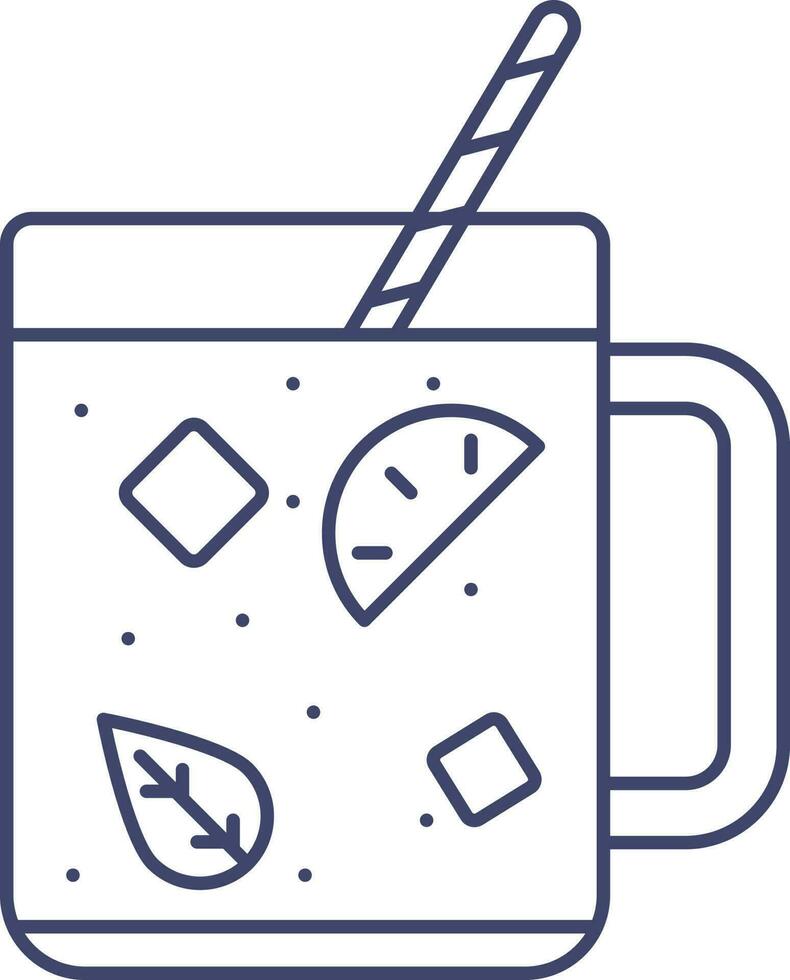 Illustration Of Drink Mug With Straw Icon. vector