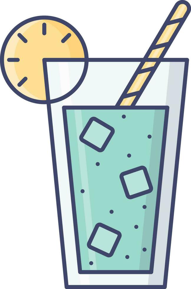 Colorful Cocktail Drink With Ice Cube Icon in Flat Style. vector