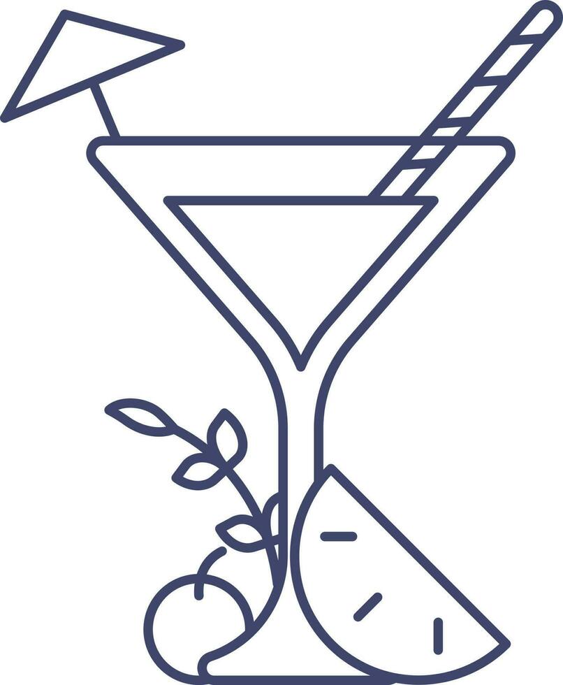 Isolated Martini Glass Icon With Orange Slice Icon. vector