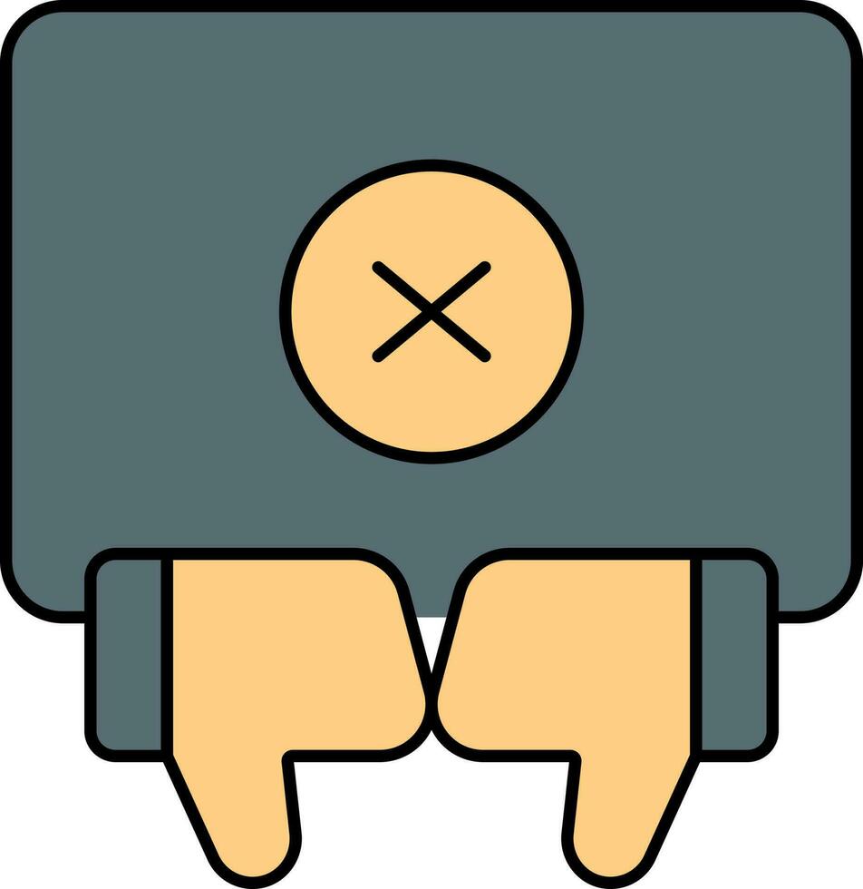 Partnership Cancel Or Dislike Icon In Orange And Gray Color. vector