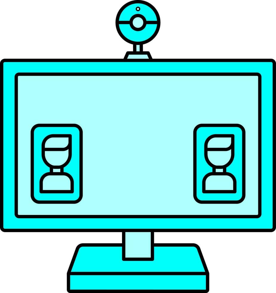 Online Meeting Or Video Calling In Computer Icon. vector