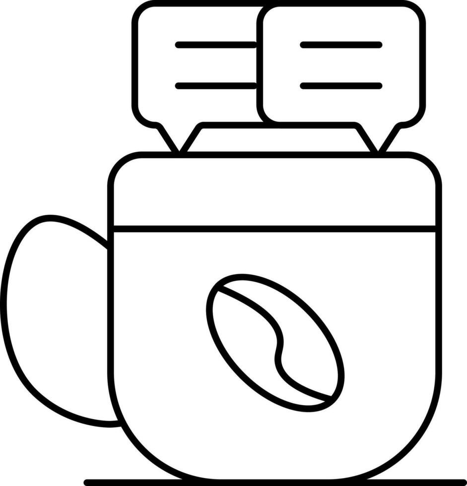 Coffee Chat Icon In Black Line Art. vector