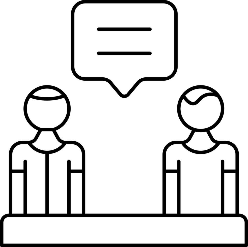 Two Persons Chatting In Laptop Icon. vector