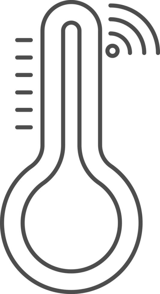 Thermometer Icon In Black Line Art. vector