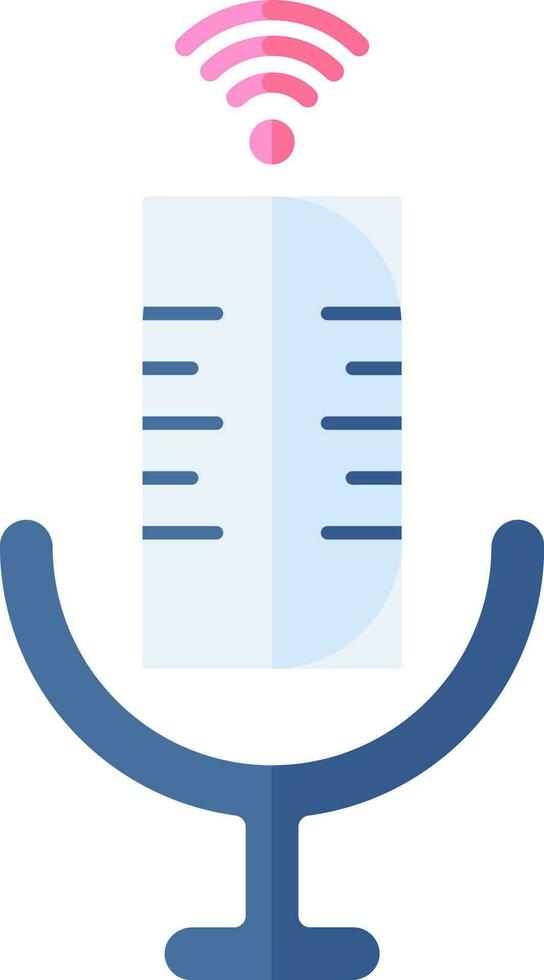 Microphone Icon In Blue Color. vector