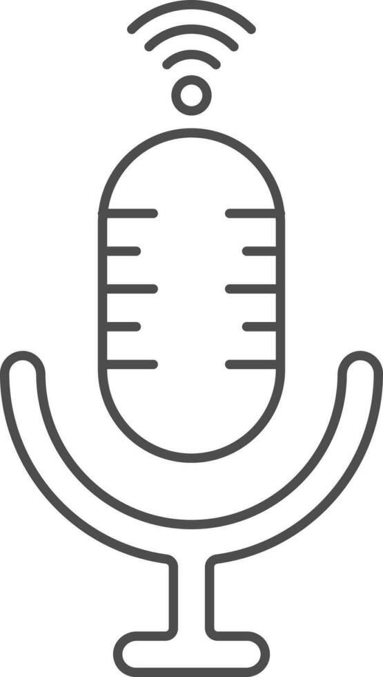 Microphone Icon In Black Line Art. vector