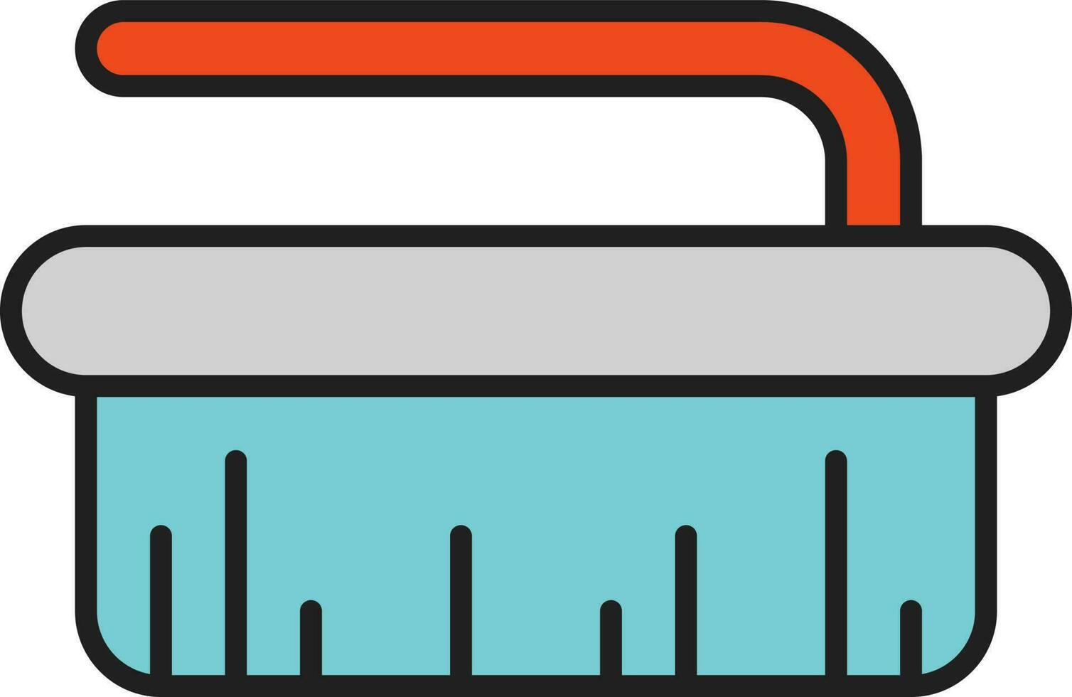Cleaning Brush Colorful Icon In Flat Style. vector