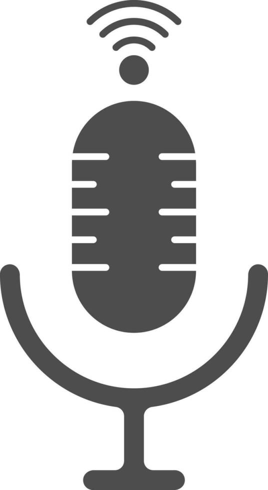 Microphone Icon In Gray And White Color. vector