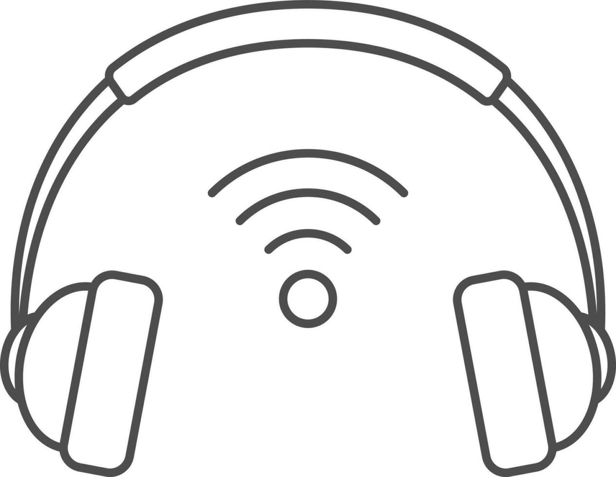 Wireless Headphone Icon In Black Outline. vector