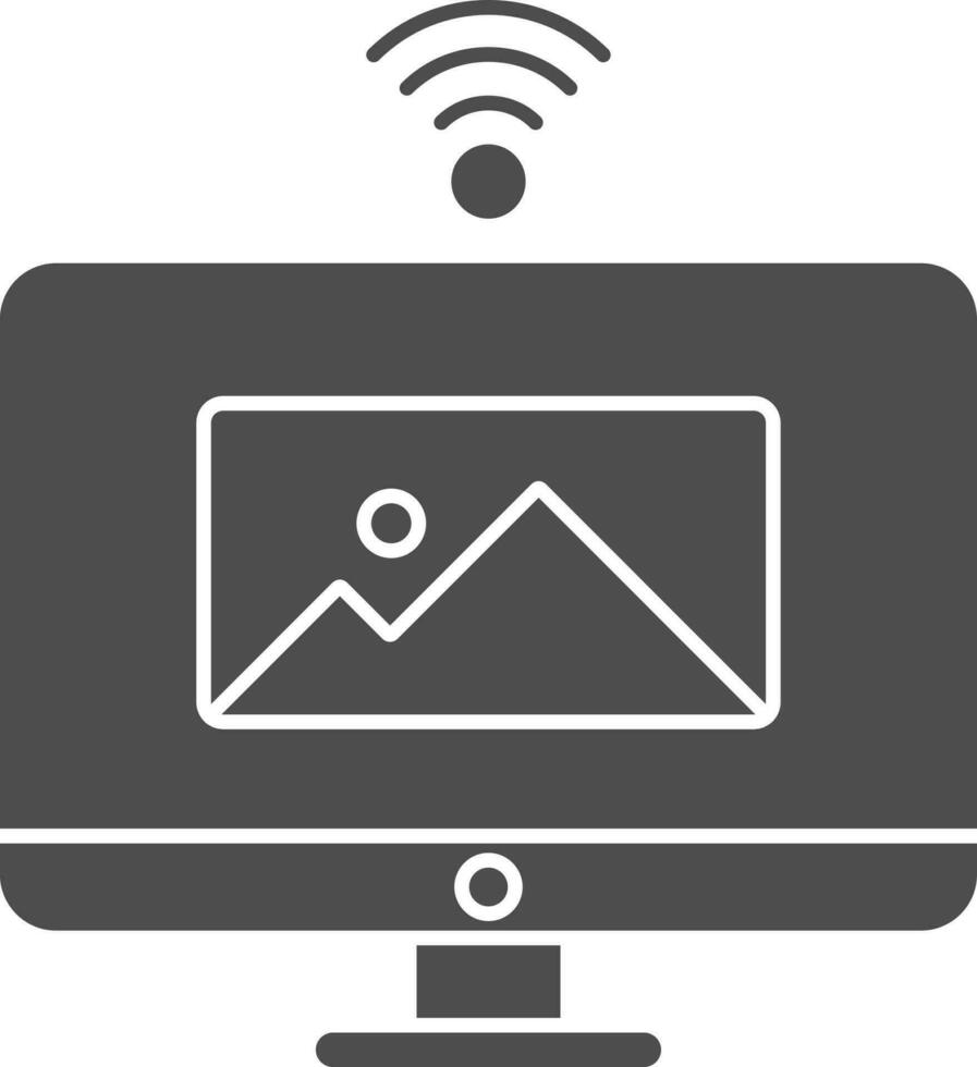 Desktop Icon In Gray And White Color.. vector