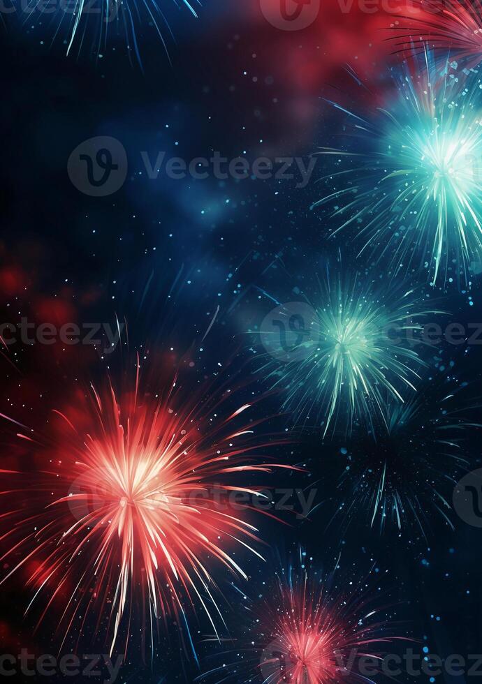 Blue, red, white, firework, Independence Day Abstract Poster background, copyspace. photo