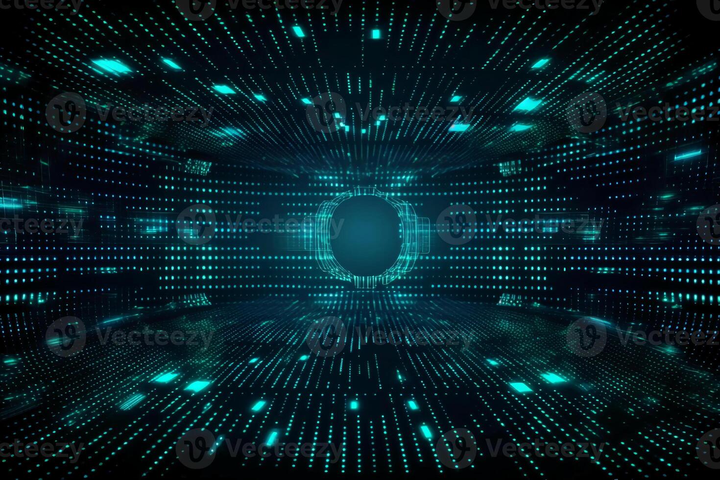 big data, internet network, digital technology with binary computer code on virtual screen, illustration. photo