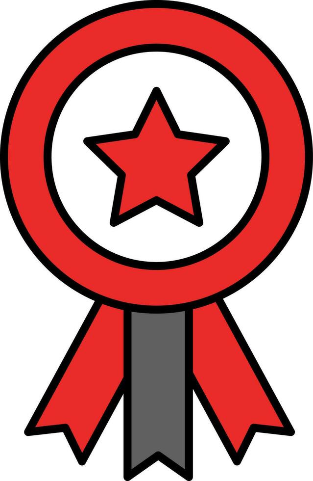 Star Badge Ribbon Icon In Red And Gray Color. vector