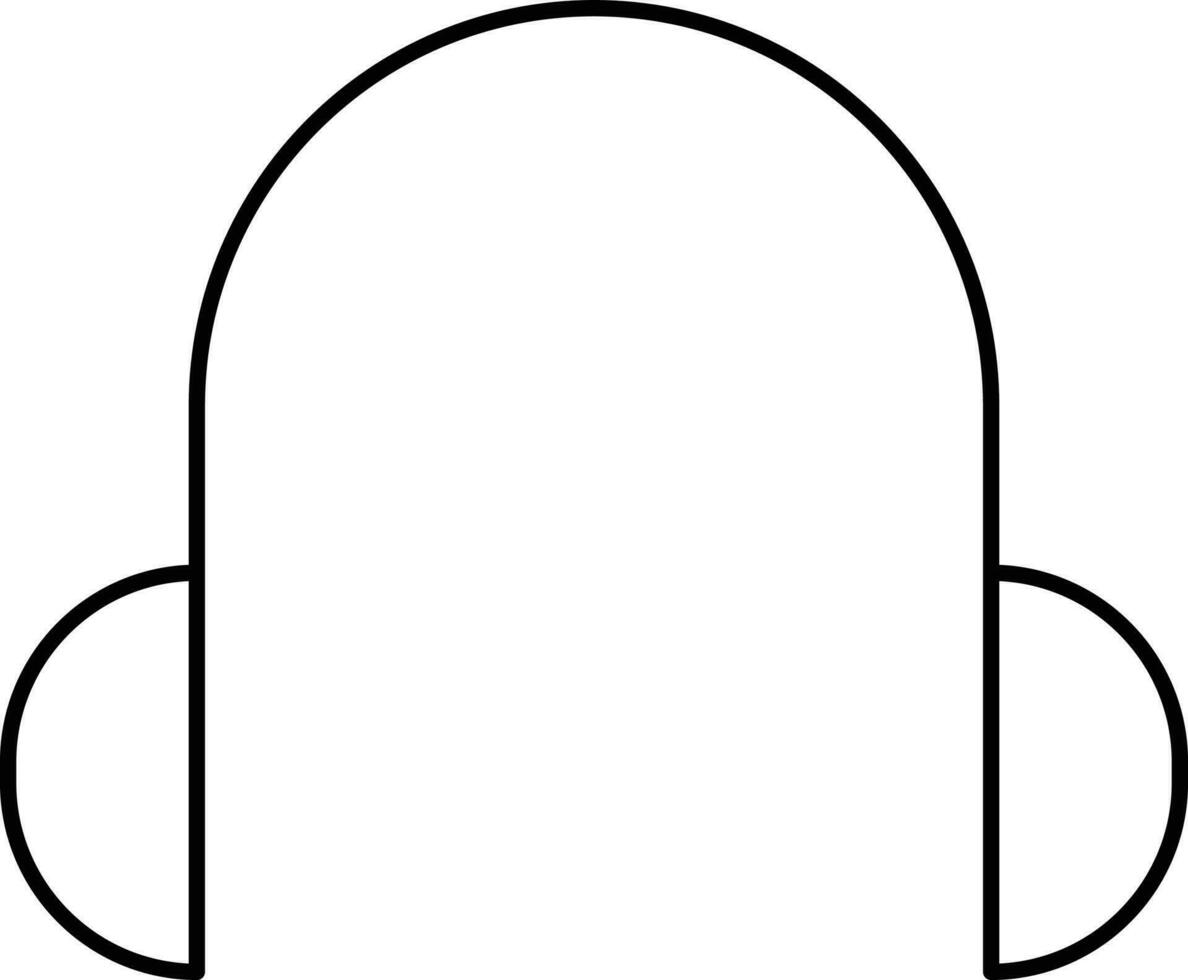 Headphone Icon In Black Line Art. vector