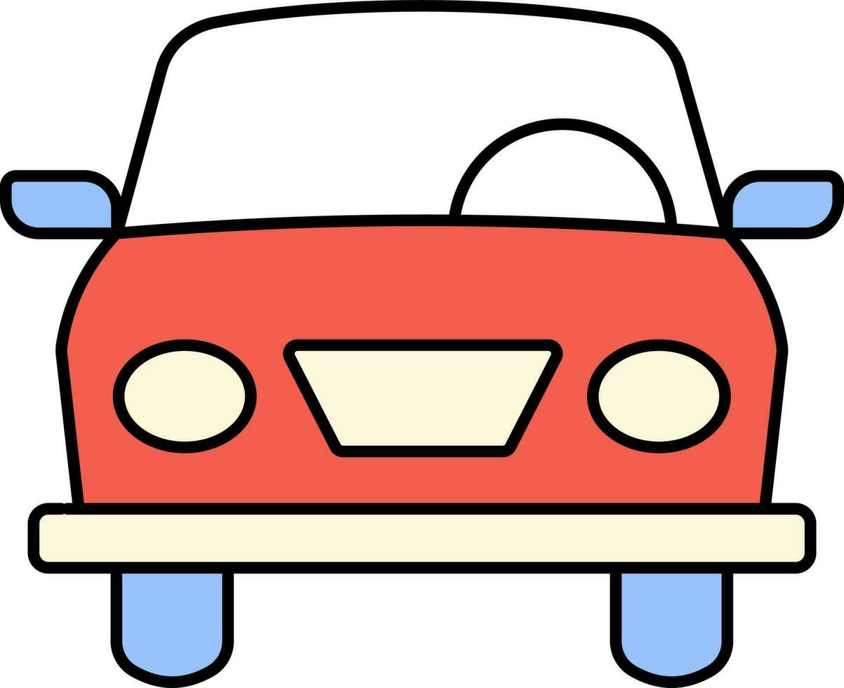 Red And Blue Car Or Auto Icon In Flat Style. vector