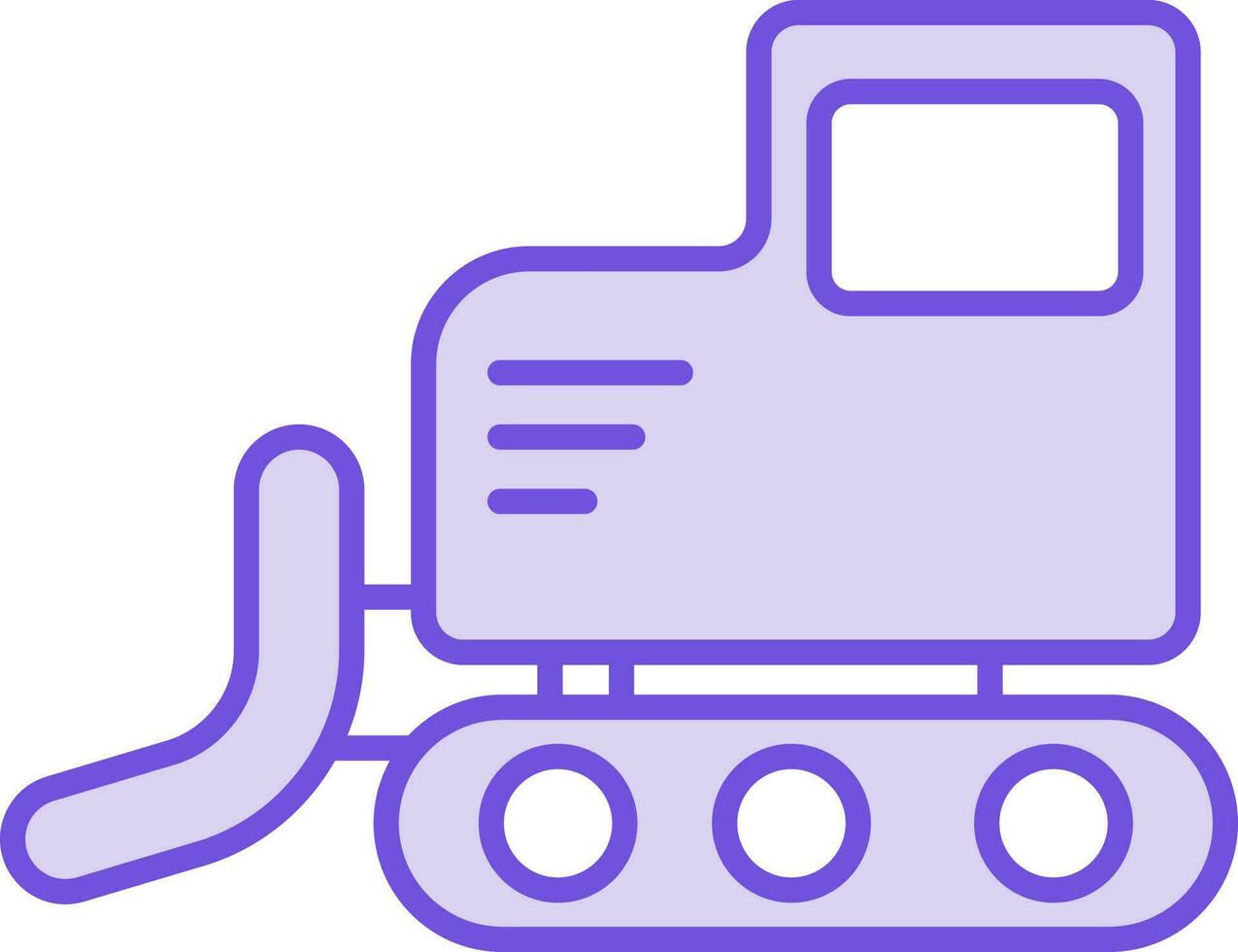 Bulldozer Icon In Purple And White Color. vector