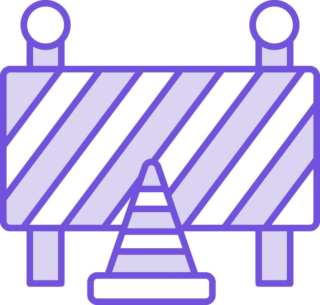 Traffic Cones And Barriers Icon In Purple And White Color. vector