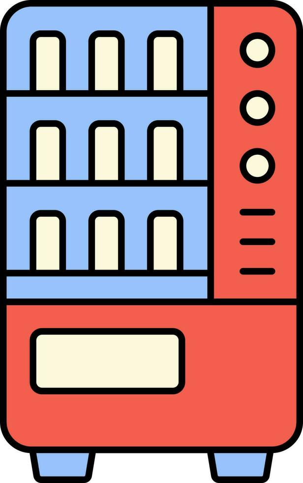 Red And Blue Vending Machine Icon In Flat Style. vector