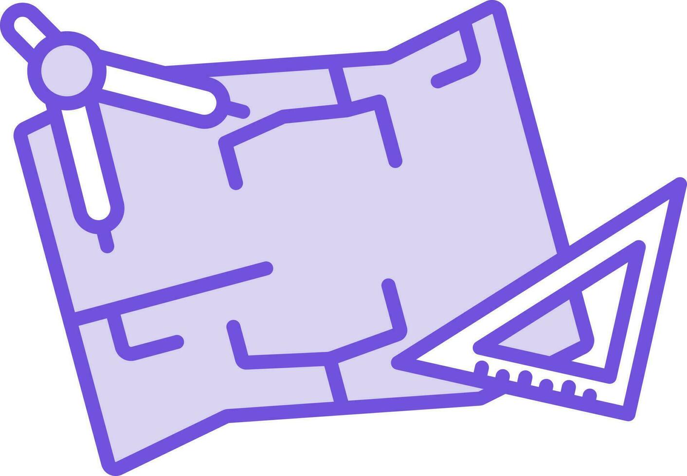 Architecture Blueprint Icon In Purple And White Color. vector