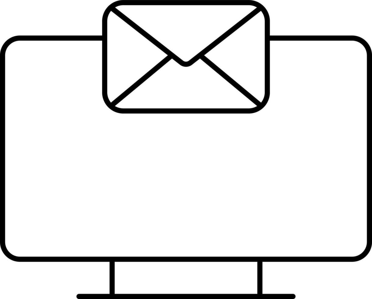 Flat Style Email In Monitor Icon. vector