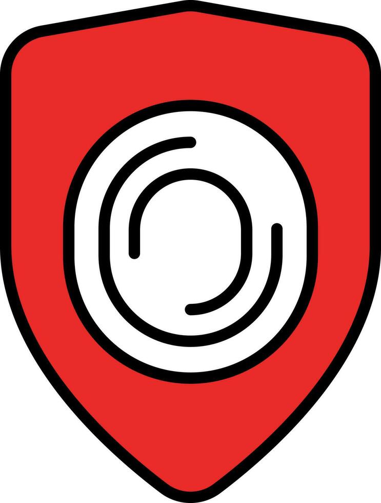 Biometric Shield Icon In Red And White Color. vector