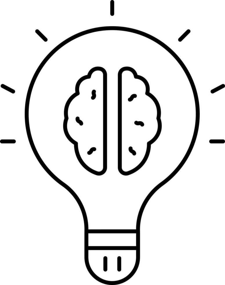 Flat Style Brain In Light Bulb Icon. vector