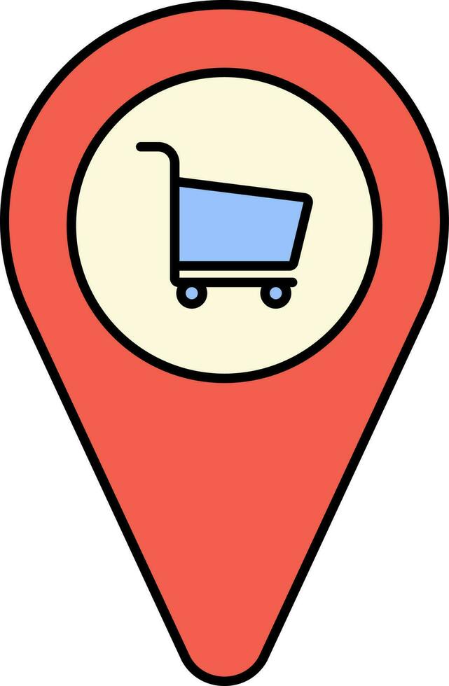Shopping Center Location Point Red And Blue Icon. vector