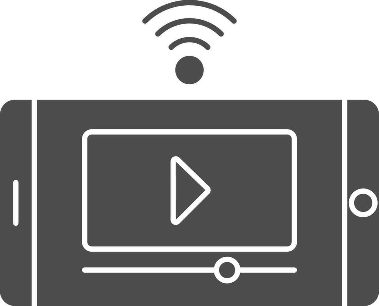 Gray And White Color Video Play In Smartphone Icon. vector