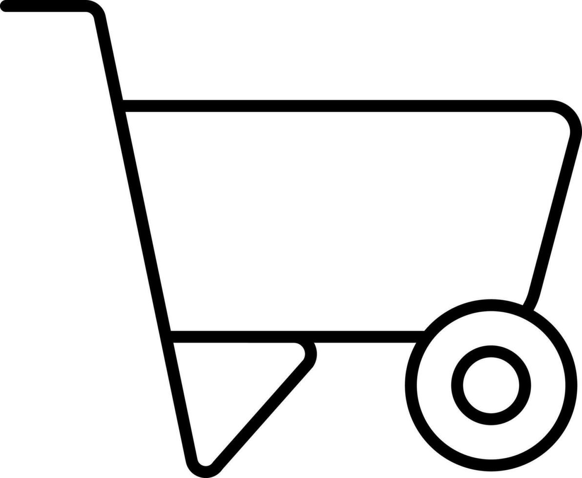 Wheelbarrow Icon In Black Outline. vector